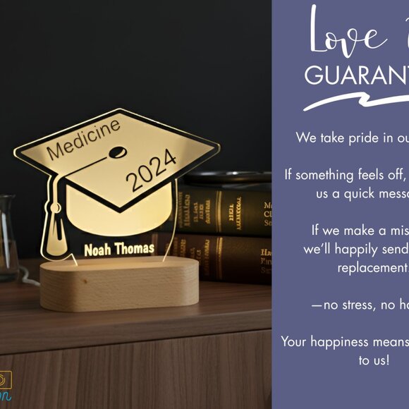 Personalized Graduation Night Light – Custom LED Lamp for Graduates - Picture 6 of 8